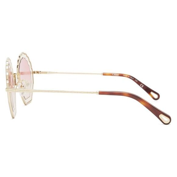 NEW Chloé Eyewear Tally seashell-frame sunglasses Gold/pink Shaded - Picture 4 of 11
